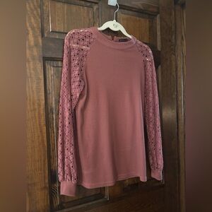 Elegant Lace Sleeve Top - Pink/Mauve